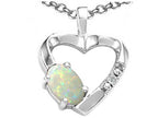 Tommaso Design™ Oval 6x4 mm Genuine Opal Heart Pendant Necklace