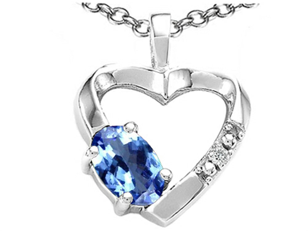 Tommaso Design™ Oval 6x4 mm Genuine Tanzanite Heart Pendant Necklace