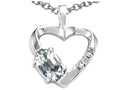 Tommaso Design™ Oval 6x4 mm Genuine White Topaz Heart Pendant Necklace