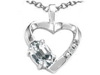 Tommaso Design™ Oval 6x4 mm Genuine White Topaz Heart Pendant Necklace