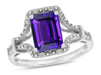 Star K Octagon Emerald Cut 8x6 Genuine Amethyst Vintage Look Split Shank Ring