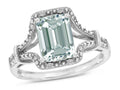 Star K Octagon Emerald Cut 8x6 Genuine Aquamarine Vintage Look Split Shank Ring