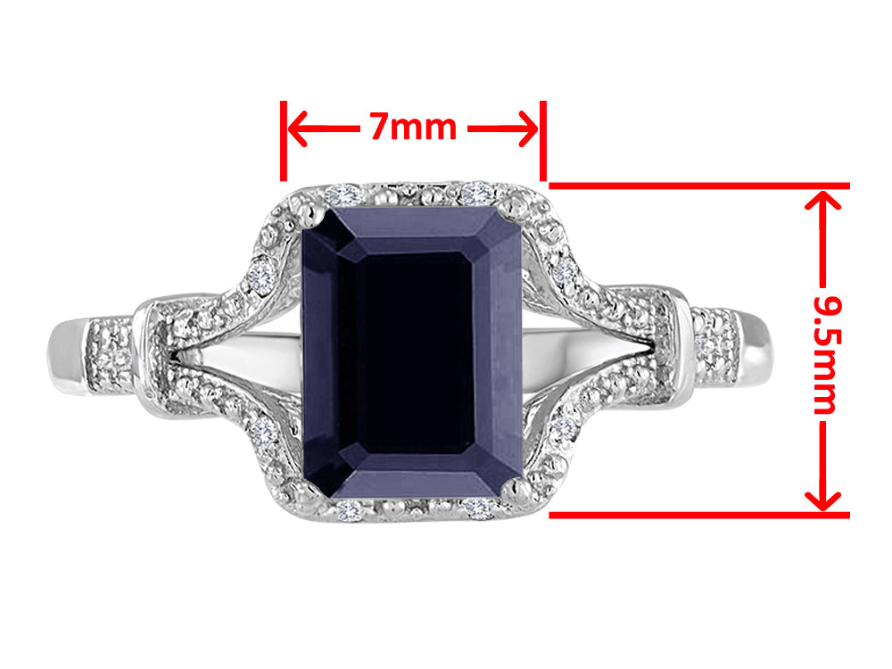 Star K Octagon Emerald Cut 8x6 Genuine Black Sapphire Vintage Look Split Shank Ring