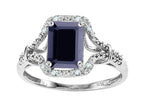 Star K Octagon Emerald Cut 8x6 Genuine Black Sapphire Vintage Look Split Shank Ring