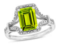 Star K Octagon Emerald Cut 8x6 Genuine Peridot Vintage Look Split Shank Ring