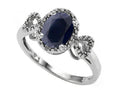 Tommaso Design Oval 8x6mm Genuine Black Sapphire Ring