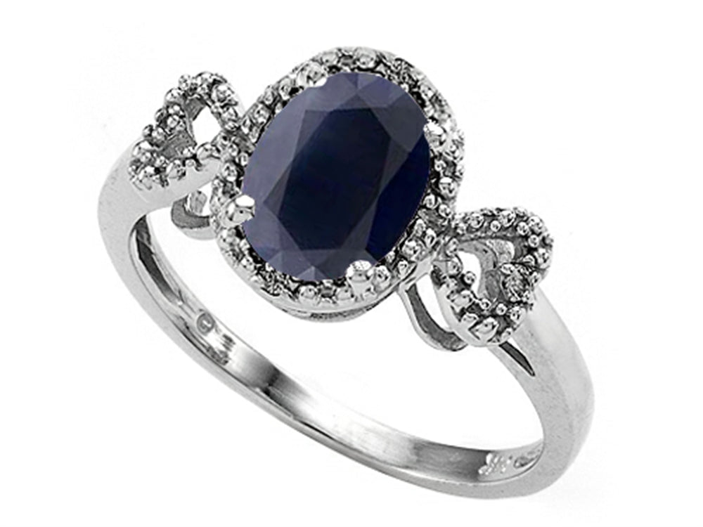 Tommaso Design Oval 8x6mm Genuine Black Sapphire Ring