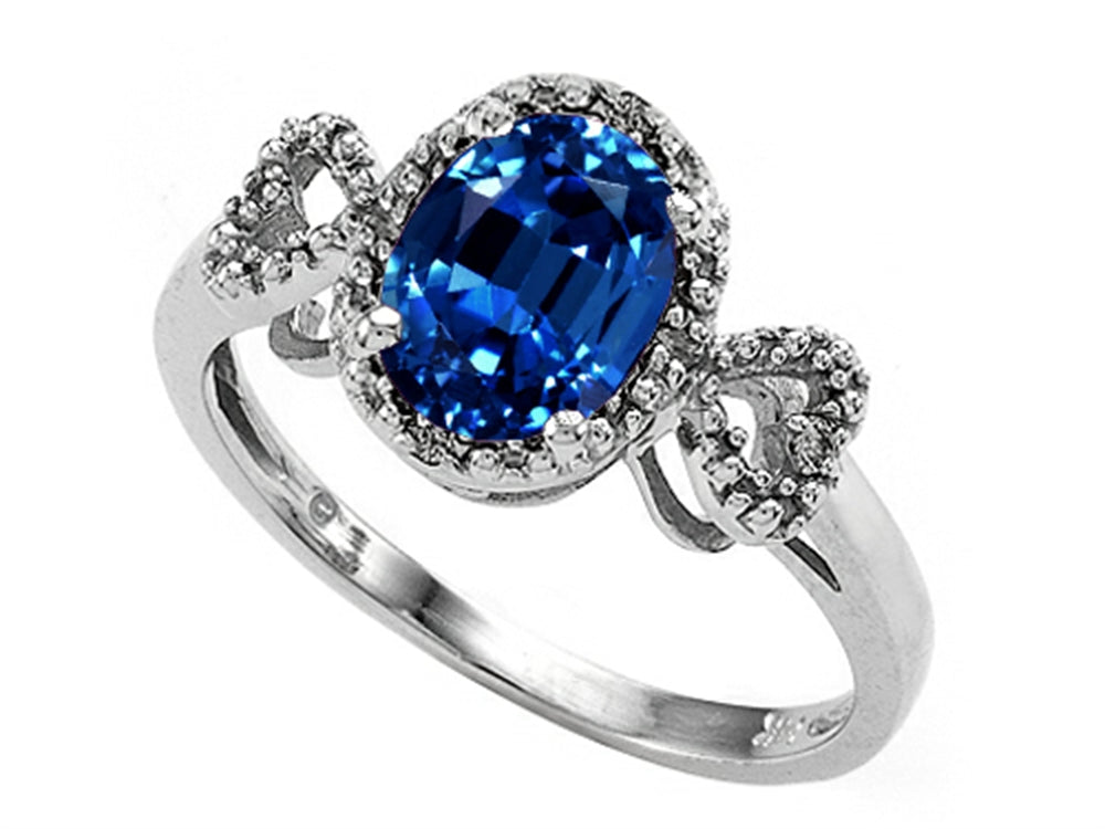 Tommaso Design Oval 8x6mm Created Blue Sapphire Ring