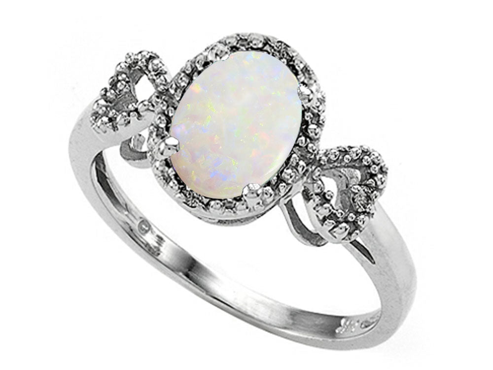Tommaso Design Oval 8x6mm Genuine Opal Ring