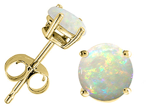 Tommaso Design™ Round 6mm Genuine Opal Earrings Stud
