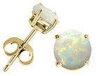 Star K  Round 14k Gold 6mm Genuine Opal Earrings Stud
