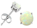 Star K  Round 14k Gold 6mm Genuine Opal Earrings Stud