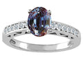 Tommaso Design Oval 7x5mm Simulated Alexandrite Solitaire Engagement Ring