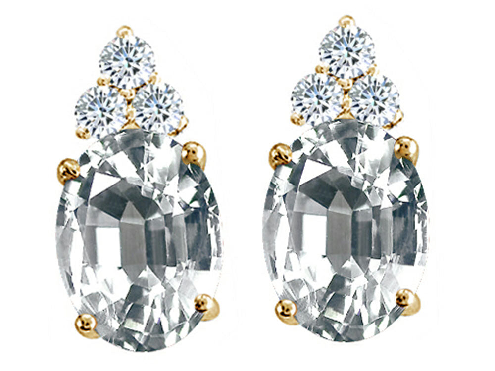 Tommaso Design™ Oval 8x6mm Genuine White Topaz Earrings