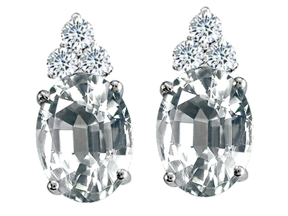 Tommaso Design™ Oval 8x6mm Genuine White Topaz Earrings