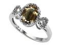 Tommaso Design™ Oval 8x6mm Genuine Smoky Quartz Ring