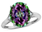 Tommaso Design Large Oval 12x10 Mystic Topaz 3 Stone Trillion Setting Ring