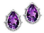 Tommaso Design™ Pear Shape 10x7mm Genuine Amethyst Earrings