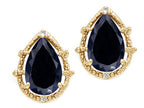 Tommaso Design™ Pear Shape 10x7mm Genuine Black Sapphire Earrings