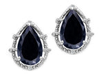 Tommaso Design™ Pear Shape 10x7mm Genuine Black Sapphire Earrings