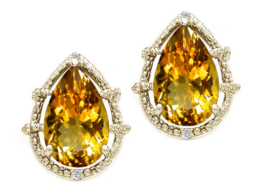 Tommaso Design™ Pear Shape 10x7mm Genuine Citrine Earrings