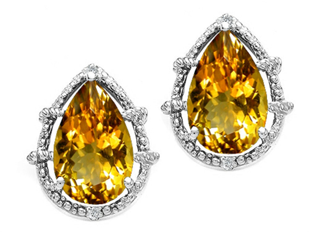 Tommaso Design™ Pear Shape 10x7mm Genuine Citrine Earrings