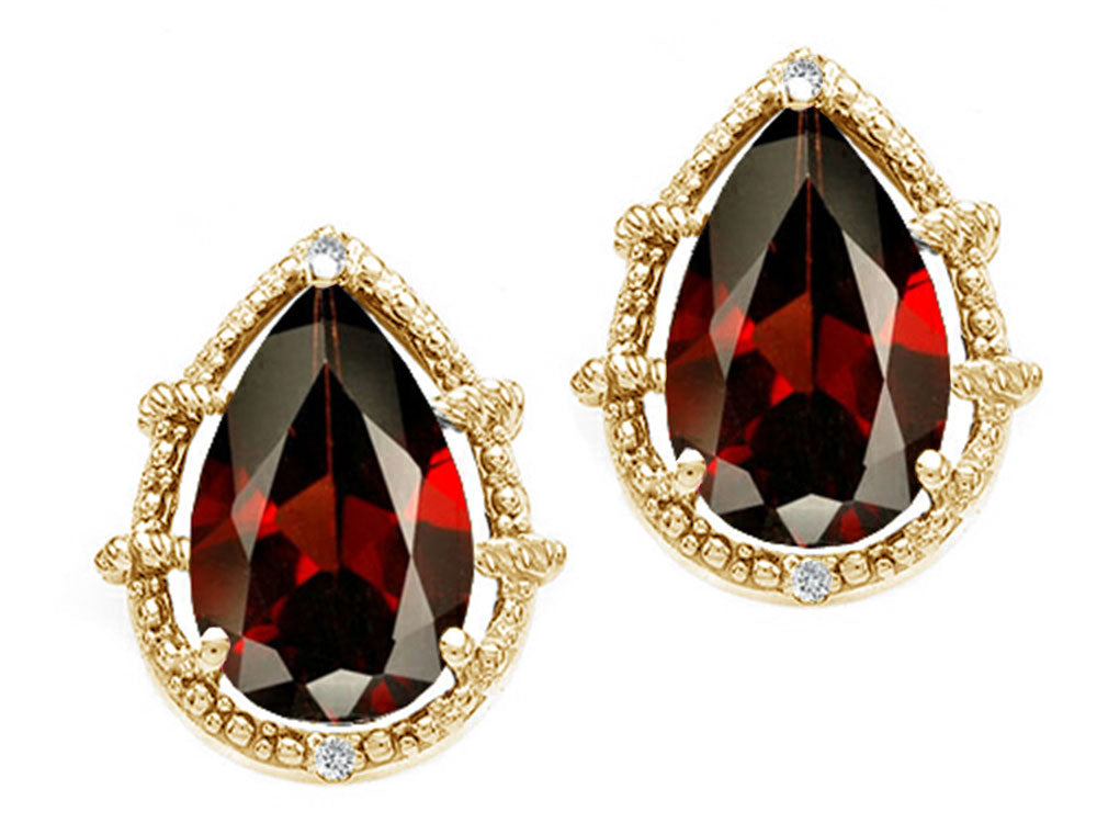 Tommaso Design™ Pear Shape 10x7mm Genuine Garnet Earrings