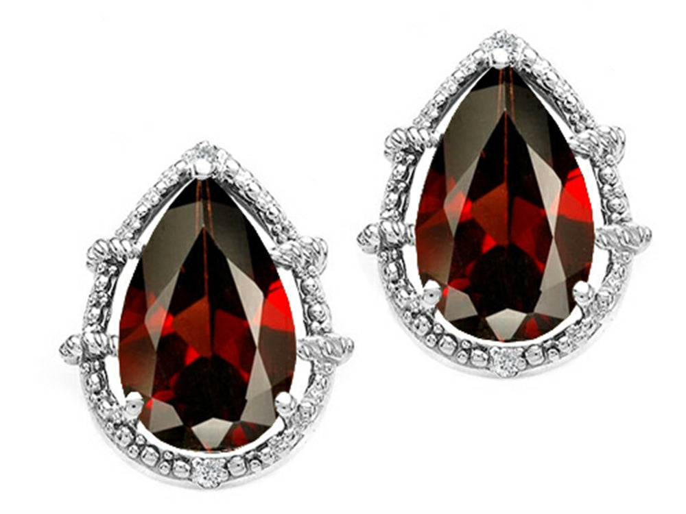 Tommaso Design™ Pear Shape 10x7mm Genuine Garnet Earrings