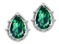 Tommaso Design™ Pear Shape 10x7mm Simulated Emerald Earrings