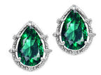 Tommaso Design™ Pear Shape 10x7mm Simulated Emerald Earrings