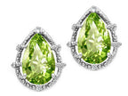 Tommaso Design™ Pear Shape 10x7mm Genuine Peridot Earrings