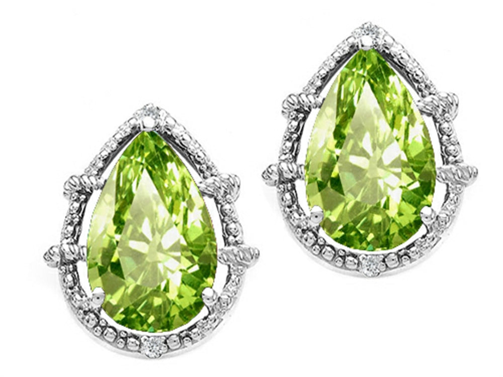 Tommaso Design™ Pear Shape 10x7mm Genuine Peridot Earrings