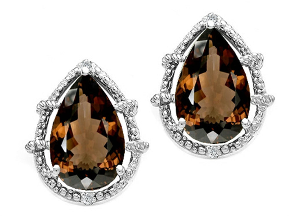 Tommaso Design™ Pear Shape 10x7mm Genuine Smoky Quartz Earrings