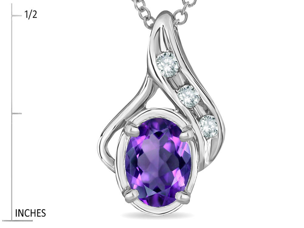 Star K™  Genuine Oval Amethyst Drop Pendant Necklace