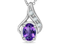 Star K™  Genuine Oval Amethyst Drop Pendant Necklace