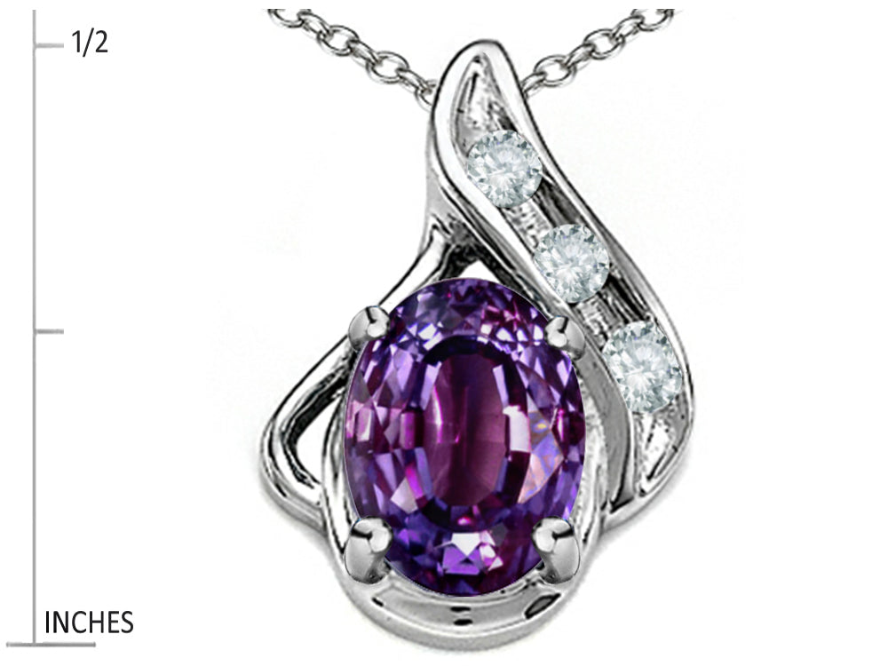 Star K™ Oval 7x5mm Simulated Alexandrite Drop Pendant Necklace