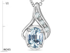 Star K™ Genuine Oval 7x5mm Aquamarine Drop channel set Pendant Necklace