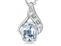 Star K™ Genuine Oval 7x5mm Aquamarine Drop channel set Pendant Necklace