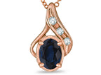 Star K™  Oval 7x5mm Genuine Black Sapphire Drop  Pendant Necklace