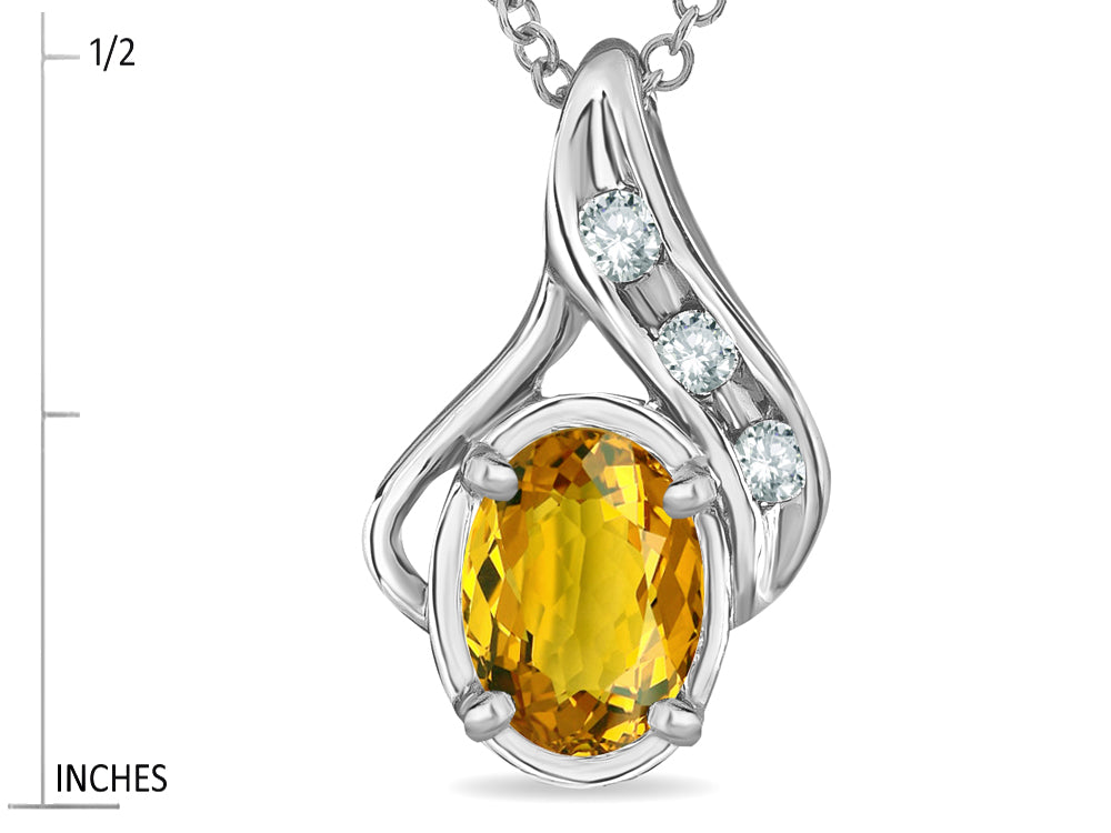 Star K™ Oval 7x5mm Genuine Citrine Drop Pendant Necklace