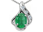 Tommaso Design™ Oval 7x5mm Genuine Emerald Pendant Necklace