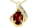 Tommaso Design™ Oval 7x5mm Genuine Garnet and Diamond Pendant Necklace