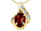Tommaso Design™ Oval 7x5mm Genuine Garnet and Diamond Pendant Necklace