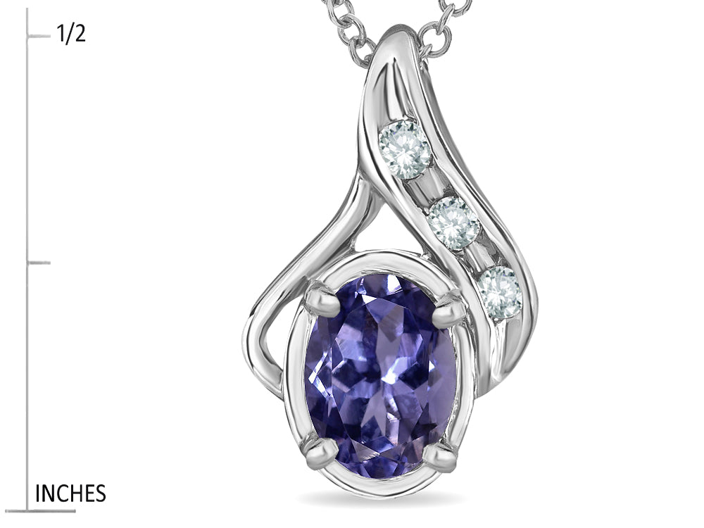 Star K™ Oval 7x5mm Genuine Iolite Drop Pendant Necklace
