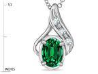 Star K™ Oval 7x5mm Simulated Emerald Drop Pendant Necklace