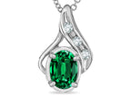 Star K™ Oval 7x5mm Simulated Emerald Drop Pendant Necklace