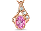 Star K™ Oval 7x5mm Created Pink Sapphire Drop Pendant Necklace