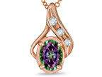 Star K™ Oval 7x5mm Rainbow Mystic Topaz Drop Pendant Necklace