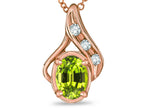 Tommaso Design™ Oval 7x5mm Genuine Peridot Drop Pendant Necklace