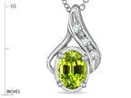 Tommaso Design™ Oval 7x5mm Genuine Peridot Drop Pendant Necklace